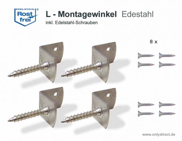 Edelstahl Montagewinkel L-Form für die Montage eines Zaunelementes